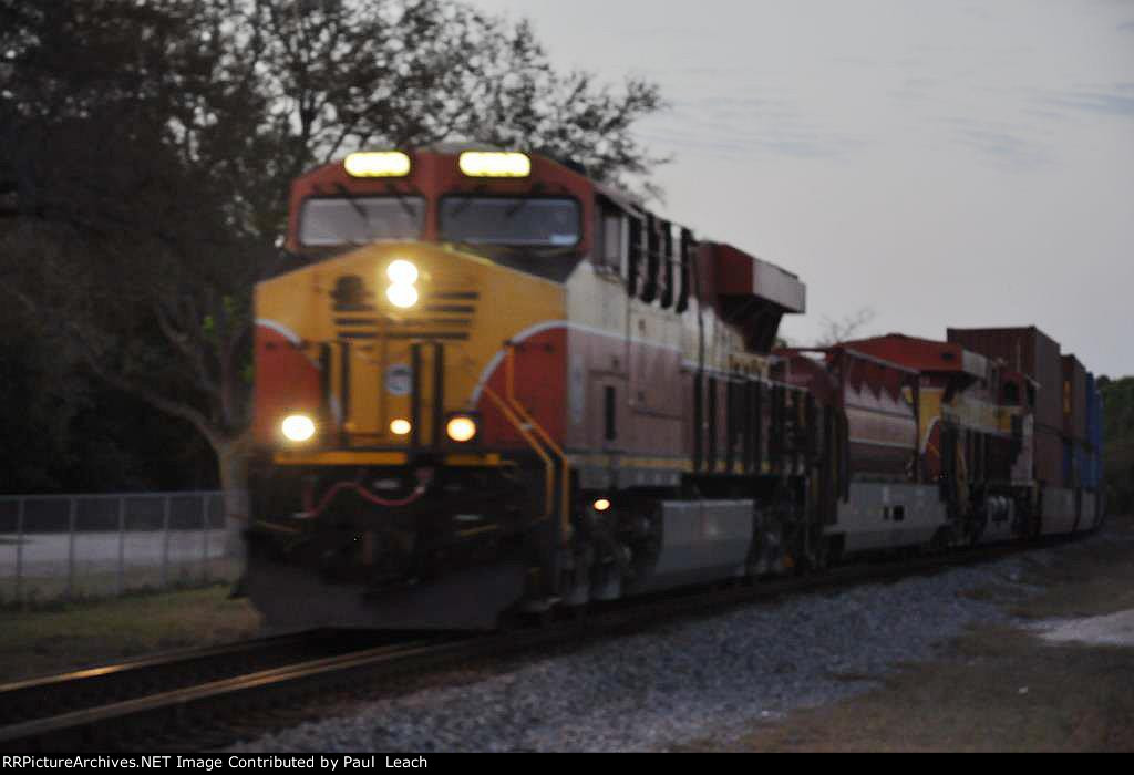 Northbound intermodal in the pre-dawn light